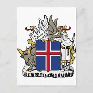 Iceland IS Ísland Coat of arms Postcard