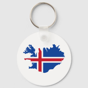 Iceland IS Ísland Flag map Key Ring