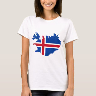 Iceland IS Ísland Flag map T-Shirt