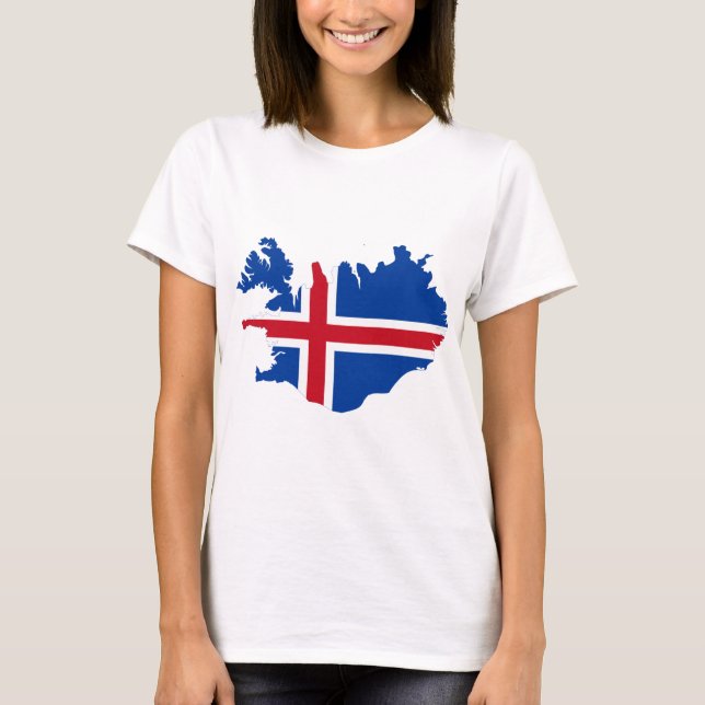 Iceland IS Ísland Flag map T-Shirt (Front)