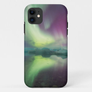 Iceland, Jokulsarlon. Aurora Lights Reflect iPhone 11 Case