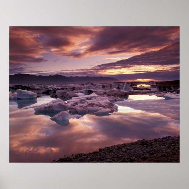 Iceland, Jokulsarlon Lagoon, Landscape Poster (Front)