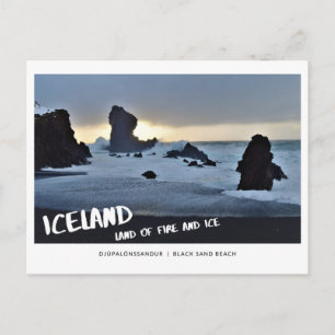 ICELAND land of fire and ice black sand beach Postcard