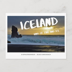 Iceland, land of fire and ice postcard, black sand postcard