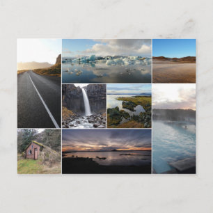 Iceland landscapes collage postcard