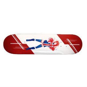 Iceland Manga Anime girl dressed in Flag Icelandic Skateboard