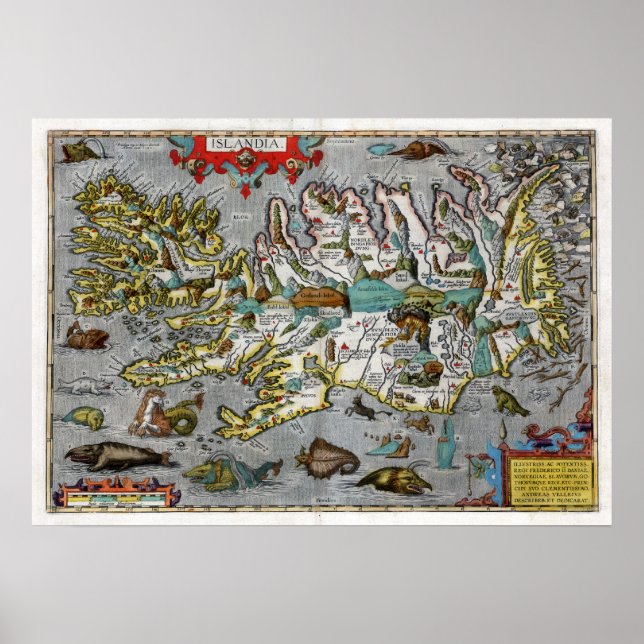 Iceland Map 1595 Poster (Front)