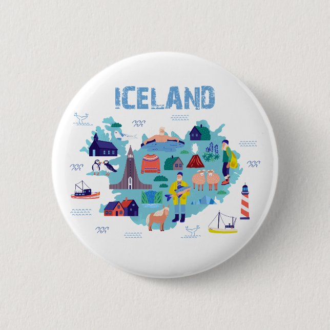 Iceland map 6 cm round badge (Front)