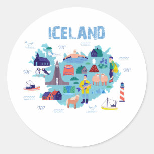 Iceland map classic round sticker