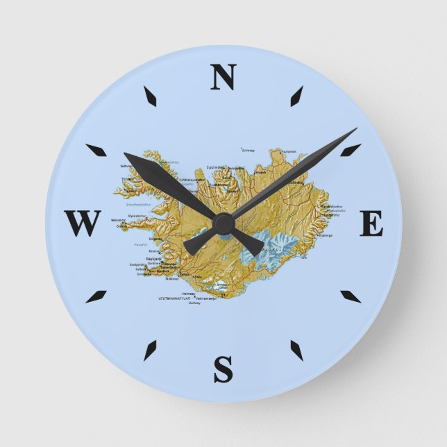 Iceland Map Clock (Front)