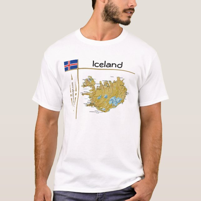 Iceland Map + Flag + Title T-Shirt (Front)