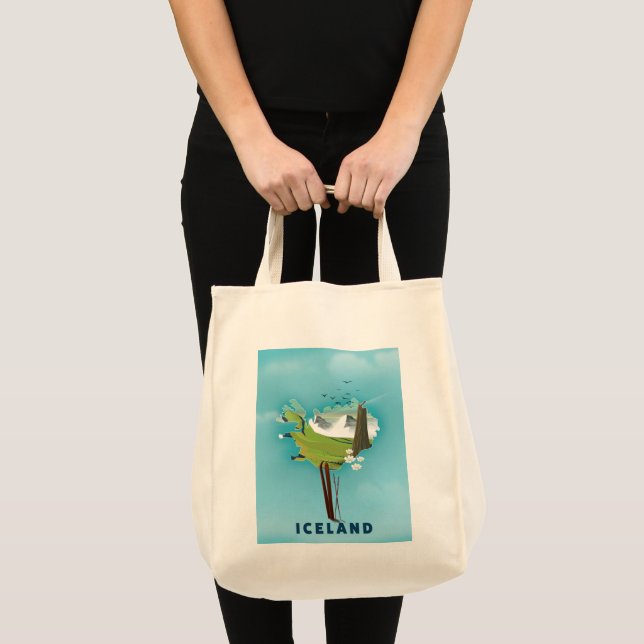 Iceland Map Illustration travel poster. Tote Bag (Front (Product))