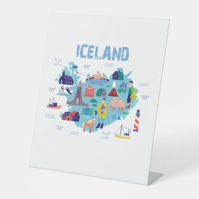 Iceland map pedestal sign (Front)