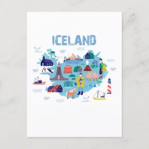 Iceland map postcard