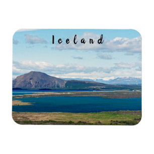 Iceland morning seascape with farms in a fjord magnet