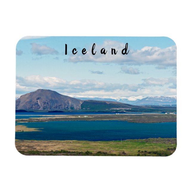 Iceland morning seascape with farms in a fjord magnet (Horizontal)