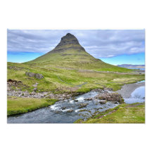 Iceland-mountain with waterfalls