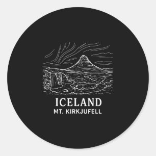 Iceland Mt Kirkjufell Hiking Aurora Borealis Souve Classic Round Sticker