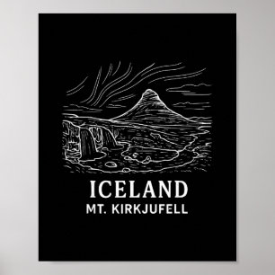 Iceland Mt Kirkjufell Hiking Aurora Borealis Souve Poster