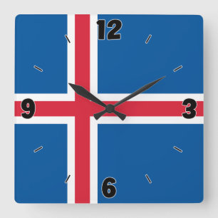 Iceland National Flag Patriotic Square Wall Clock