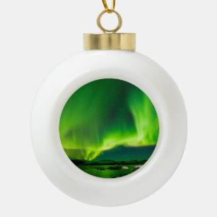 Iceland Northern Lights Ceramic Ball Christmas Ornament