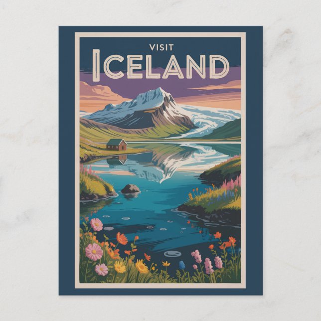 Iceland Painterly Illustration Travel Art Vintage Postcard (Front)