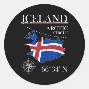 Iceland - Polar Circle - Polar Island Icelandic Fl Classic Round Sticker