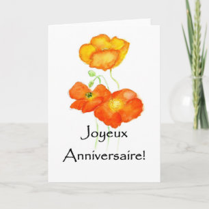 Iceland Poppies Birthday Card - French Greeting