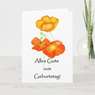 Iceland Poppies Birthday Card - German Greeting