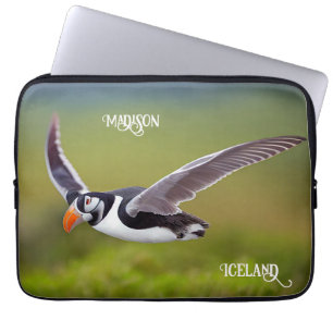Iceland Puffin Custom Name Laptop Sleeve