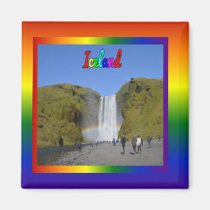 Iceland Rainbow Waterfall Magnet