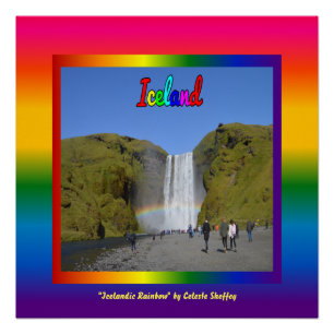 Iceland Rainbow Waterfall  Poster