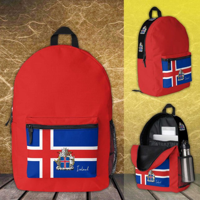 Iceland, Red backpack, Icelandic Flag / patriotic Printed Backpack (Creator Uploaded)