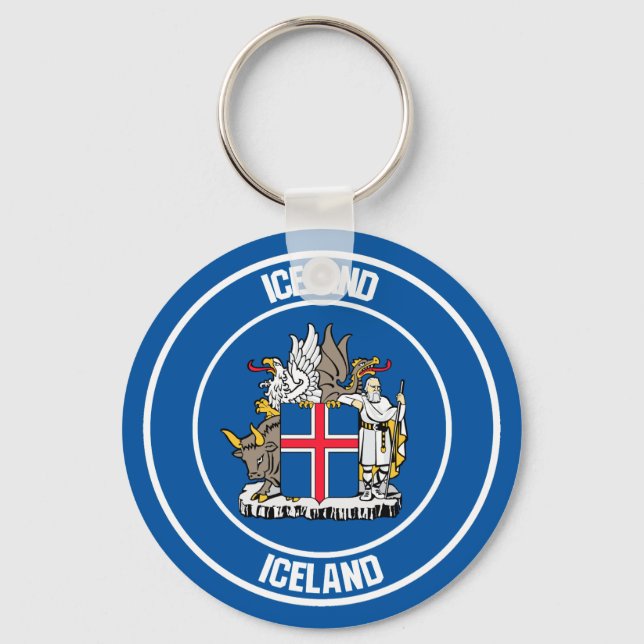 Iceland Round Emblem Key Ring (Front)