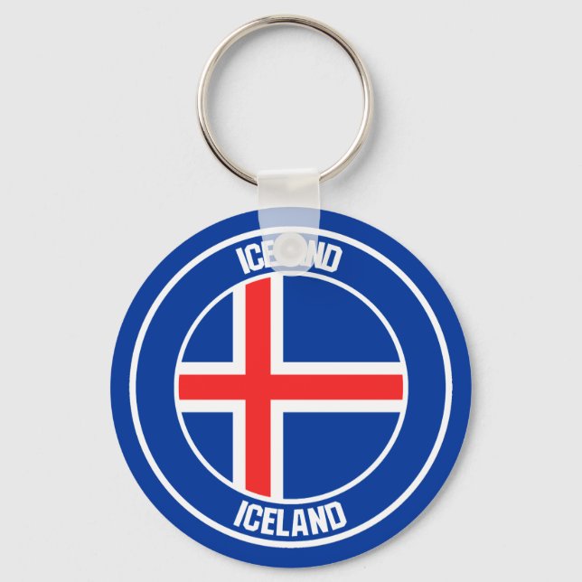 Iceland Round Emblem Key Ring (Front)