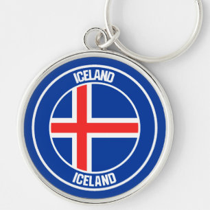 Iceland Round Emblem Key Ring