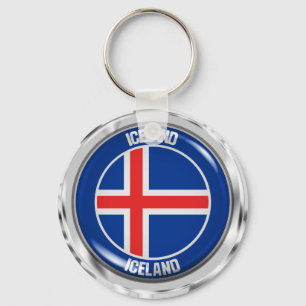 Iceland Round Emblem Key Ring