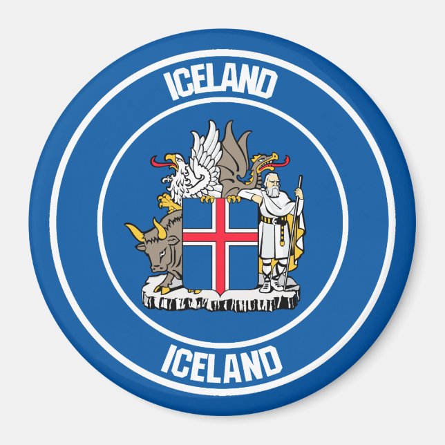 Iceland Round Emblem Magnet (Front)
