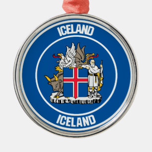 Iceland Round Emblem Metal Ornament