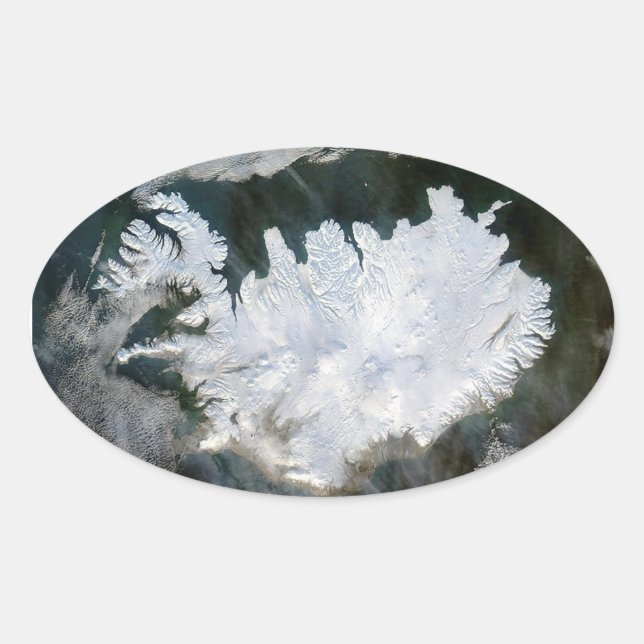 Iceland Satellite Image Oval Sticker (Front)