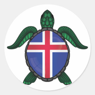 Iceland sea turtle flag classic round sticker