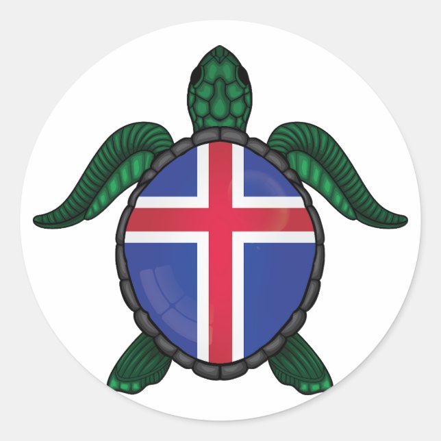 Iceland sea turtle flag classic round sticker (Front)