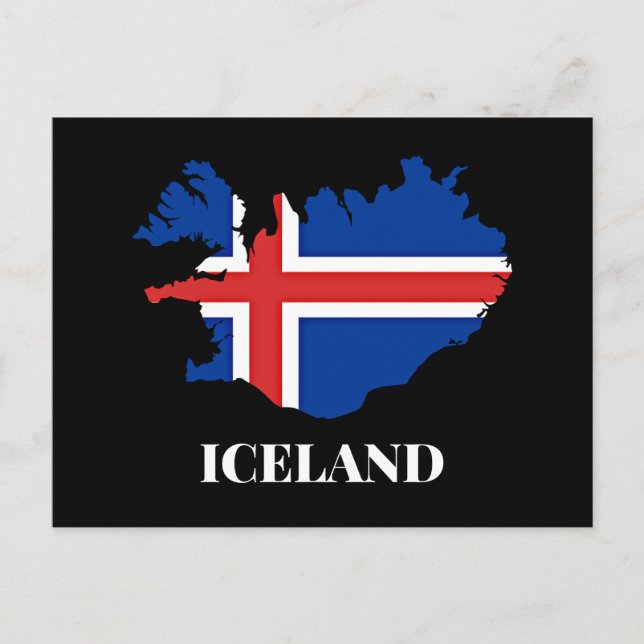 Iceland Silhouette, flag, Postcard (Front)