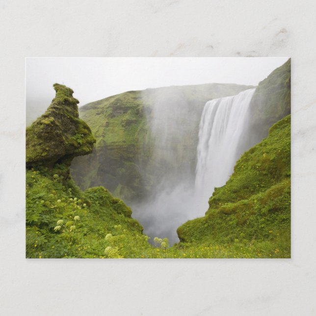 Iceland. Skogarfoss Waterfall plunges over a Postcard (Front)