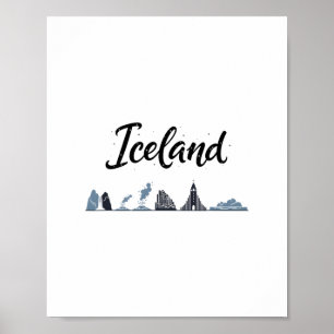 Iceland Skyline Travel Vacation Outfits Poster