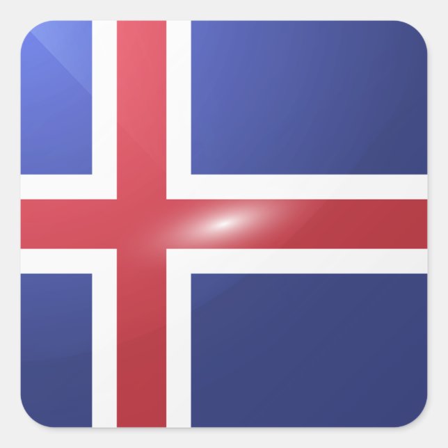 Iceland square glossy flag sticker (Front)