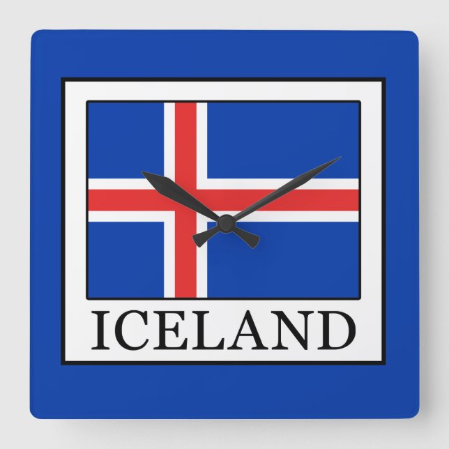 Iceland Square Wall Clock (Front)