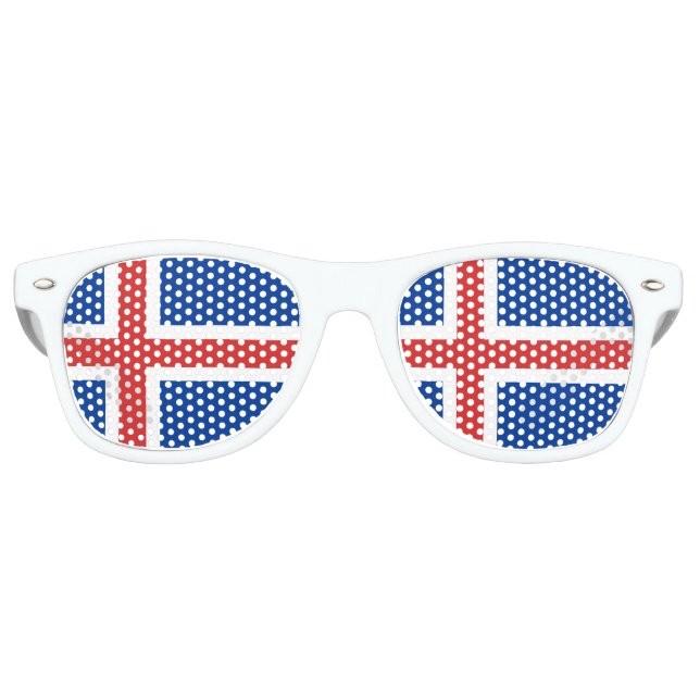 Iceland Sunglasses, Party Shades, Icelandic flag Retro Sunglasses (Front)