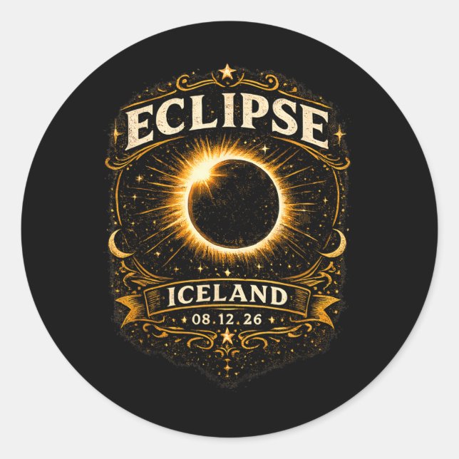 Iceland Total Solar Eclipse 2026 Celestial Eclipse Classic Round Sticker (Front)