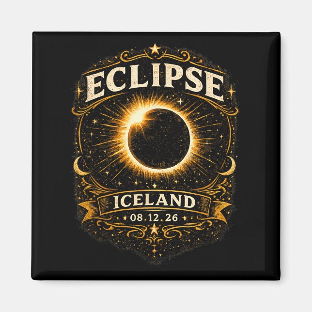 Iceland Total Solar Eclipse 2026 Celestial Eclipse Magnet (Front)